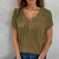 thumbnail image 5 of Kaemgyyd Womens Summer Tops Casual Short Sleeve V Neck Shirts Trendy Ribbed Knit Loose Fit Half Zip-Up Work Tunics, 5 of 7