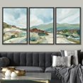thumbnail image 3 of PixonSign Framed Wall Art Set Pastel Watercolor Blue Sky Mountain Range Landscape Canvas Print Nature Wilderness Modern Art Decorative Scenic Relax/Calm for Bedroom - 16"x24"x3 Panels Black, 3 of 5