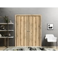 thumbnail image 3 of Sliding French Double Pocket Doors 48 x 80 inches | Planum 0017 Oak with Frosted Glass | Kit Trims Rail Hardware | Solid Wood Interior Bedroom Sturdy Doors, 3 of 6