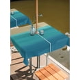 thumbnail image 2 of Outdoor Tablecloths with Umbrella Hole & Zipper, Teal Blue Ombre 54x54 Inch Square Tablecloths, Modern Abstract Gradient Art Waterproof Table Cloth, Patio/Pool/Picnic Table Covers, 2 of 8
