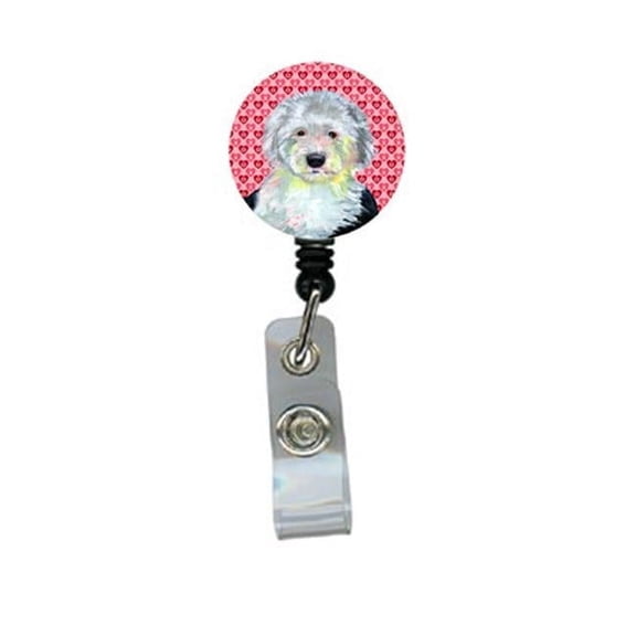 Carolines Treasures LH9171BR Old English Sheepdog Valentines Love and Hearts Retractable Badge Reel or ID Holder with Clip