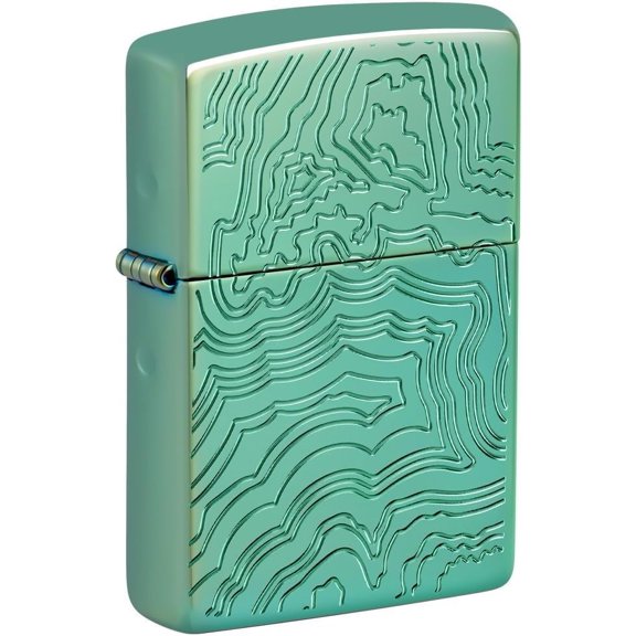 Zippo Lighter - Customized Message on Topography Map, Armor Deep Carved 48917