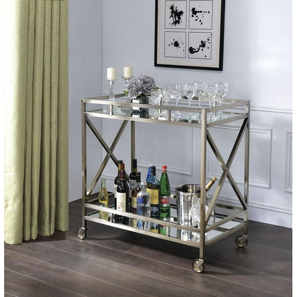 Acme Furniture 98352 Acme Furniture 98352 Kristensen - Serving Cart Antique Gold & Mirror