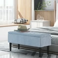 thumbnail image 2 of HOMCOM Ottoman avec Rangement et Pieds en Bois, Ottoman de Rangement 57 L, Bleu, 15 Pouces, 2 of 10