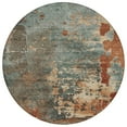 thumbnail image 2 of HomeRoots 618234 8 ft. Pale Aqua, Copper & Beige Round Abstract Washable Indoor & Outdoor Area Rug, 2 of 5