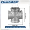 thumbnail image 2 of 1 1/4"(32mm) 4-Way Cross Fitting Connector, Cast Malleable Iron 4 Way Corner Pipe Fittings for Shelves Bracket DIY Furniture Plumbing Pipe, 10Pcs, 2 of 7