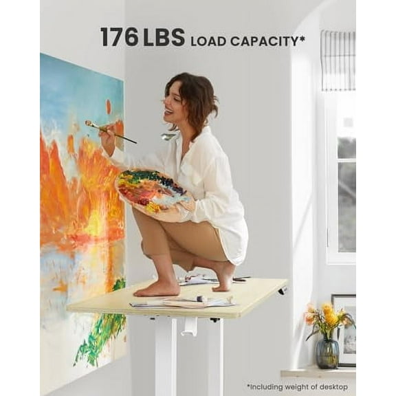 ErGear Height Adjustable Electric Standing Desk, 55 x 28 Inches Sit Stand up Desk, Large Memory Computer Home Office Desk with Two-Piece Desktop (Natural)