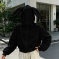 thumbnail image 6 of Tqcoqu Women's Cute Bunny Ear Zip Up Hoodie,Cropped Long Sleeve Loose Casual Sweatshirt Jacket with Kangaroo Pocket,2026 Trendy Outerwear Tops,Black Women's S-XXL, 6 of 7
