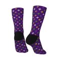 thumbnail image 4 of Junzan Purple Mardi Gras Mens Funny Socks For Men Women Colorful Fun Novelty Crew Patterned Socks, 4 of 9