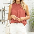 thumbnail image 2 of ZyeKqe Womens Ruffle Neck Tank Tops Sleeveless Dotted Pleated Chiffon Blouses Trendy Clothes, 2 of 6