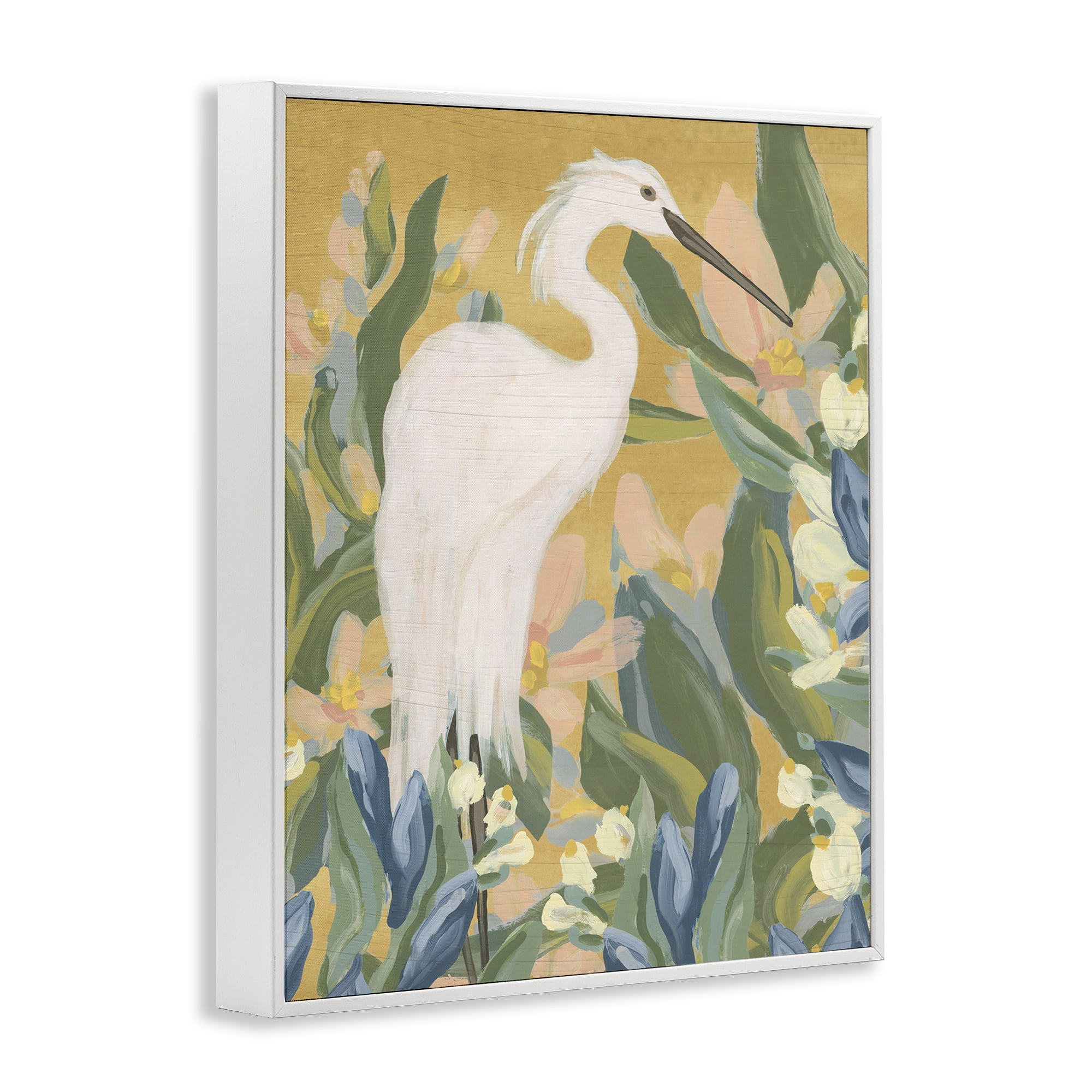 Stupell Industries Egret & Lake Vegetation Animals & Insects Painting White Framed Art Print Wall Art, 16 x 20