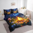thumbnail image 2 of Manfei Adventure Campfire Starry Sky King Bedding 7pcs,Jungle Wildflowers King Bed in a Bag,Orange Blue Green, 2 of 6