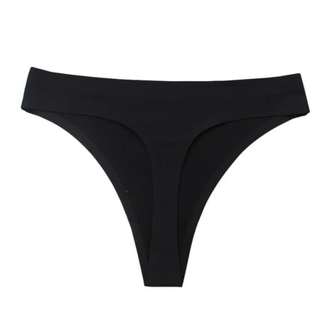 

dmqupv Womens Panties Women s Large Low Waist Traceless One-Piece Invisible T-pants Ice Silk Underwear Black XL