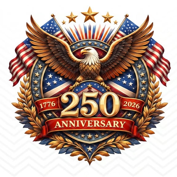 America 250th Anniversary Hanging Ornament, Patriotic Bicentennial Decor, Intricate Design, Gold Accents, 5-Pack