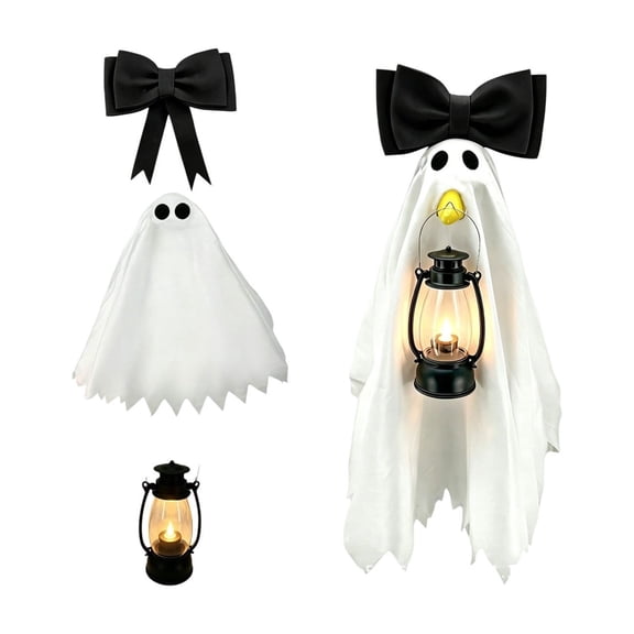 Halloween Ghost Porch Goose Outfits With Bowknot And Hanging Lantern, Halloween Goose Clothes For 25.6" /Cement Statues, Fall Outdoor Garden Patio Yard Lawn Decoration 2026
