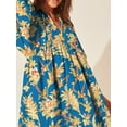 thumbnail image 4 of Women Floral Print Mini Dress V-Neck Tie-Up Lantern Sleeve A-line Dress Fashion Summer Casual Dress, 4 of 5