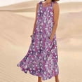 thumbnail image 2 of Vestido de Verano para las Mujeres sin Mangas Lino-Look Impreso Maxi, Suelto Fluido Y Vestido Sexy de Moda para las Mujeres, 2 of 4