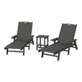 thumbnail image 3 of WestinTrends Malibu 3-Piece Outdoor Chaise Lounge Set with Side Table, All-Weather Poly Lumber, 5-Position Backrest, Lawn Pool Patio Furniture, Gray, 3 of 14