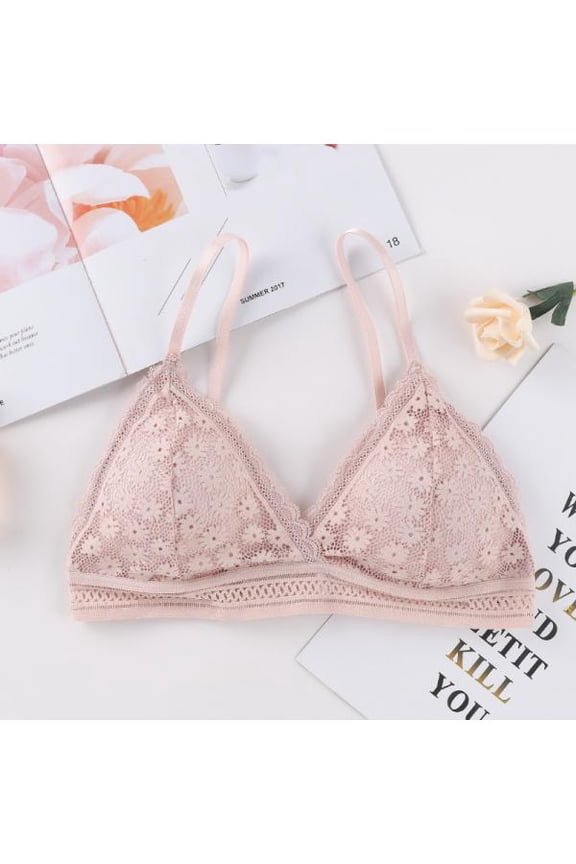 Lace Bralette, Women's Deep V Neck Lace Long Line Plunge Bralette Bra Seamless Wirefree Lace Bra