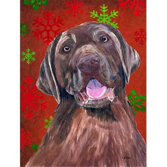 11 x 15 in. Labrador Red and Green Snowflakes Holiday Christmas Garden Size Flag