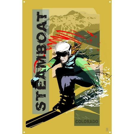Steamboat Colorado Extreme Skier Girl Metal Art Print by Mike Rangner (12