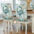 thumbnail image 2 of Retro Sea Crabs Chair Back Covers Set of 8, Sea Stars Corals Ocean Animals Stretch Dining Chair Back Slipcovers Removable Seat Cover for Kitchen Restaurant Hotel Cafe, 2 of 9