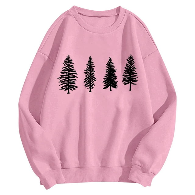 VJATTWR Mes Articles Chandail en Molleton de Noël pour Femmes Imprimé Col Rond Manches Longues Chandail en Molleton Décontracté Haut Chandail Doux Tenue Athlétique Confortable Mode Urbaine Mode Vêtements Get it Fast