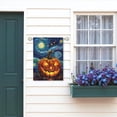 thumbnail image 5 of Halloween Garden Flag Pumpkin House Banner Van Gogh Garden Flags Arts Starry Night Sky Moon Yard Flags Double Sided Fall Porch Patio Farmhouse Outdoor Yard Window Decorative 28 x 40 Inch, 5 of 8