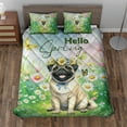 thumbnail image 2 of Pug Hello Spring Time Flower Floral Nature Quilt Bedding Set Dog Lover Gifts 1 Blanket Bed Cover 2 Pillowcases - 02031, 2 of 5