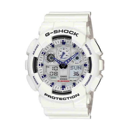 Casio Men's G-Shock Big Case Analog Digital Watch 200 M WR Shock Resistant Color : White with blue accents