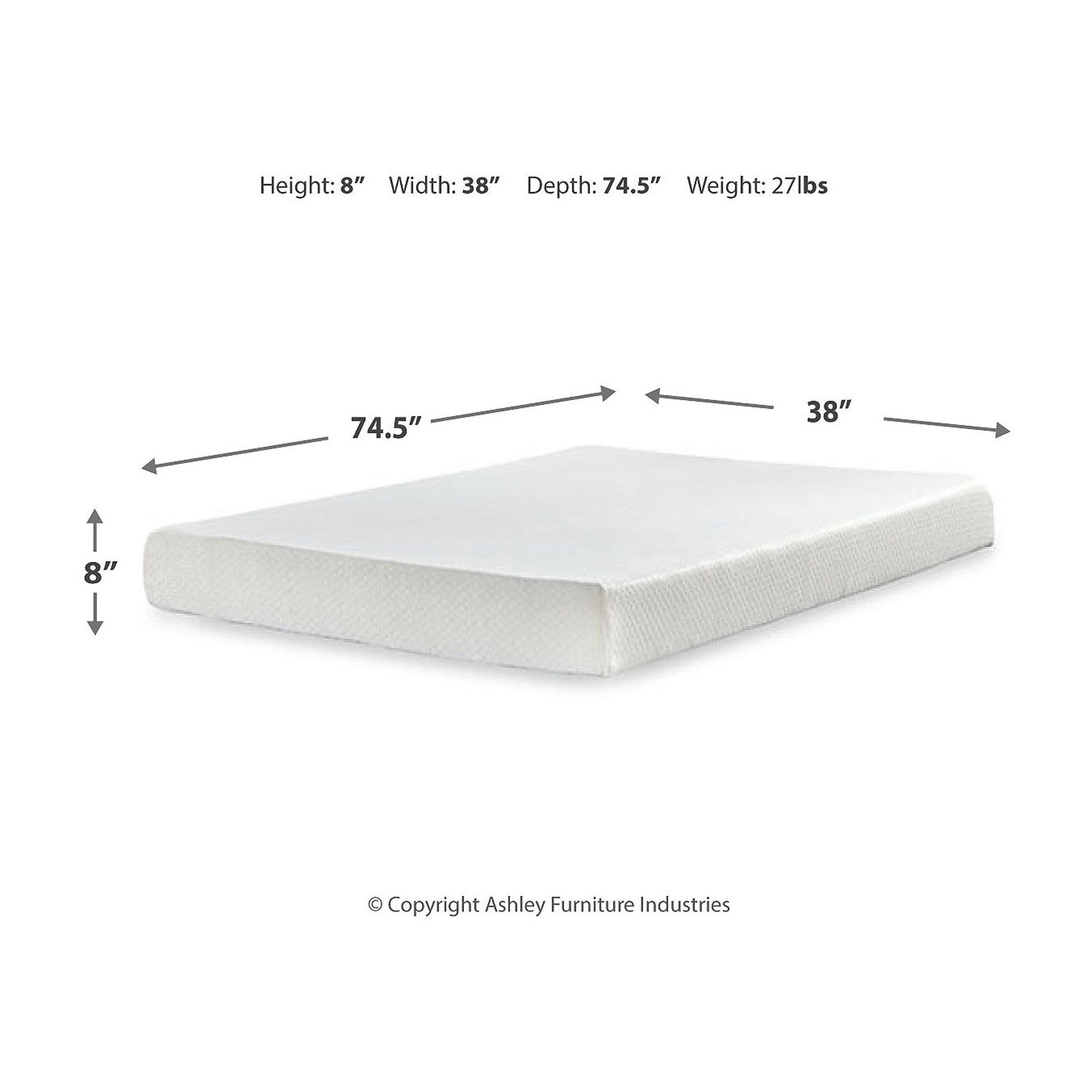 Signature Design by Ashley 8 Inch Queen Memory Foam Mattress, Firm Cooling Mattress in a Box, Motion Reducing Support Foam