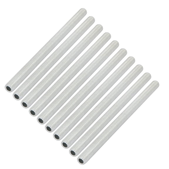 Unique Bargains 10Pcs M6 Full Threaded Lamp Nipple Pass-Through Pipe Connector 95mm Length