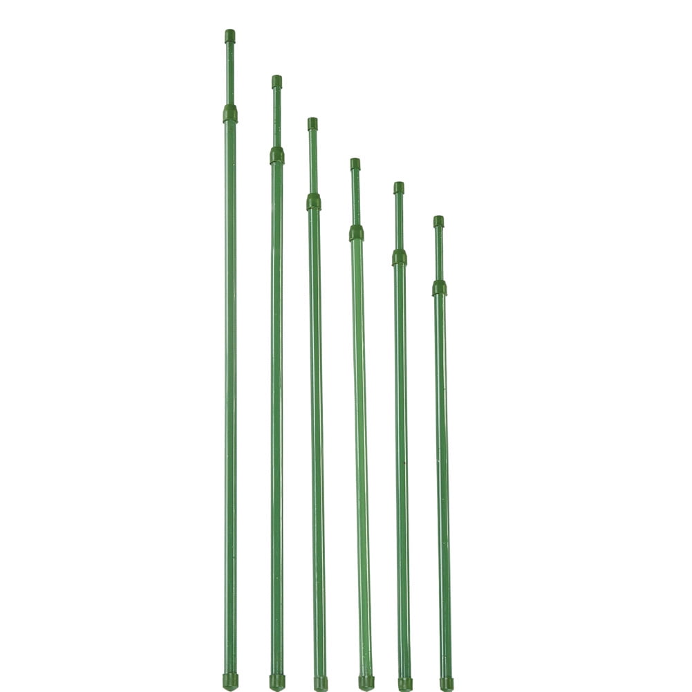 Height Adjustable Green PlasticCoated Plant Support Stakes Set of 6, Grows with Your Plants