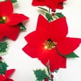 thumbnail image 2 of Guirnalda de flores de Pascua navideña, cadena de luces, decoración navideña para el hogar (2 juegos), 2 of 9