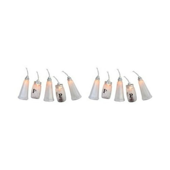 Sienna Salt and Pepper Shaker Christmas Light Set - 7.5' White Wire - Clear Lights - 10ct