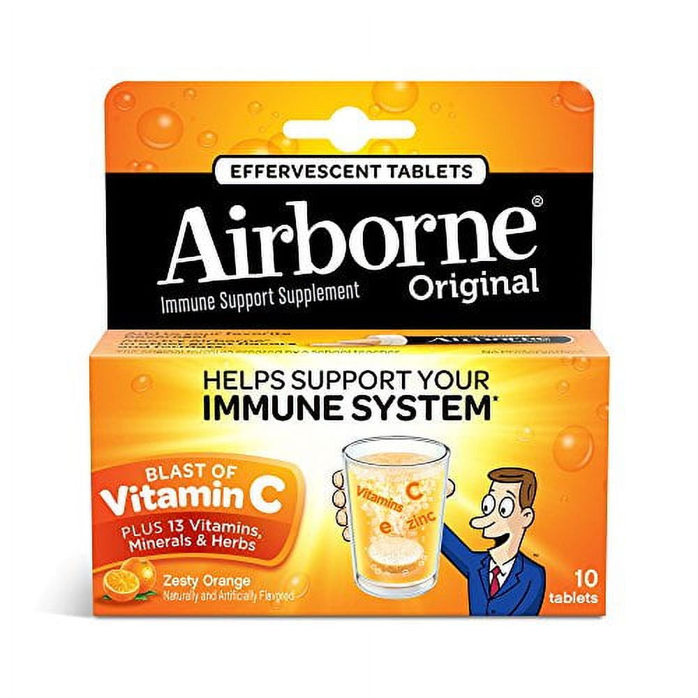 Airborne Zesty Orange Effervescent Tablets, 10 count (Pack of 2)