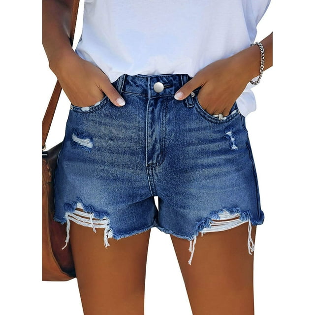 Pantalones cortos vaqueros Onlypuff azul marino desgastados para mujer