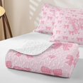 thumbnail image 4 of Manfei Letter V Initial Print Quilt King For Kids,Lovely Pink Bow King Coverlet Set For Girls,3-Piece, 4 of 7