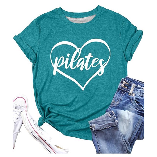 TSADFHJI Hauts à Col Roulé pour Femmes Manches Courtes T-Shirt Décontracté Imprimé Lettre d'Amour Col Rond Manches Courtes m Vert Menthe