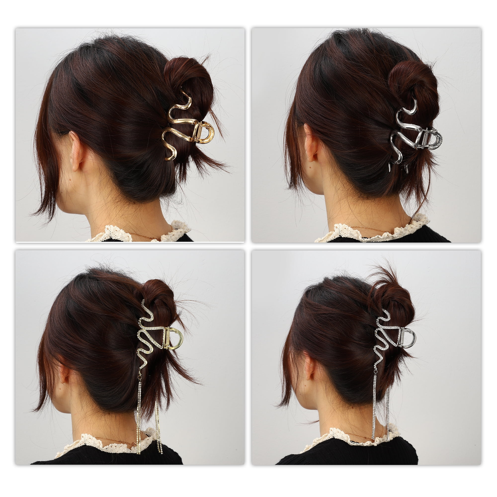 Unique Bargains Metal Hair Claws Hair Clips Hair Barrettes Silver Tone