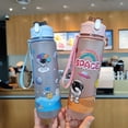 thumbnail image 4 of QHUDLV Summer Cartoon Astronaut Frosted Water Bottle Bouncing Lid Straw Cup, 800ml A9, 4 of 9