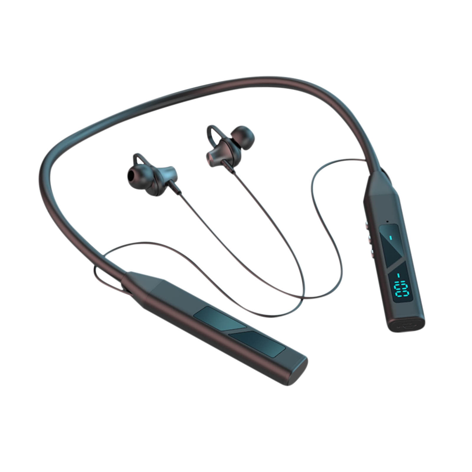 Bluetooth Headphones Wireless Earbuds 80hrs Playtime Wireless Charging Case Digital Display Sports Ear Buds with Earhook Deep Bass IPX7 Waterproof Over-Ear Earphones for TV Phone Laptop(Black)