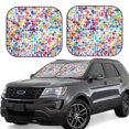 thumbnail image 2 of Bingfone Colorful Watercolor Dots Print 2-Piece Sun Shade Front Windshield - Foldable Car Front Window Sunshades For Most Sedans Suv Truck - Medium, 2 of 7