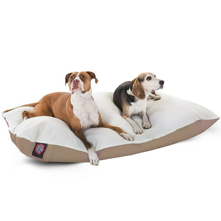Majestic Pet | Poly/Cotton Rectangular Pillow Pet Bed For Dogs, Removable Cover, Khaki, Large