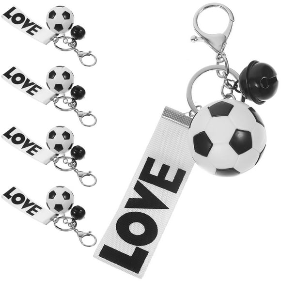 Minkissy 5Pcs Metal and Plastic Football Keyrings for Favorite Teams Games for Fan Gear