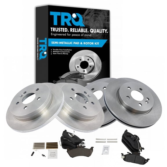 TRQ Front and Rear Brake Pad & Rotor Kit Brake Pads Brake Rotor Semi-Metallic Fits Select 1998-2003 Mercedes-Benz ML320 2003-2005 ML350 1999 ML430