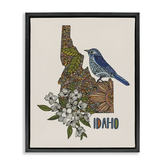 Stupell Industries Floral Idaho State Botanical & Floral Painting Black Floater Framed Art Print Wall Art, 17 x 21