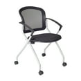 thumbnail image 4 of Romig Cain 72 x 24 in. T-Base Training Seminar Table- Cherry & 2 Cadence Nesting Chairs, 4 of 7