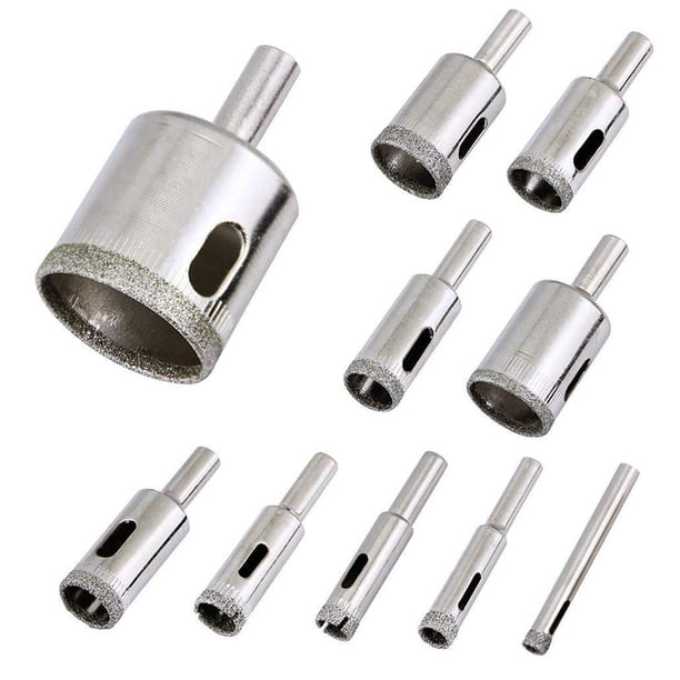 Bits de broca de vidrio Agujero de enchapado Perforador de piedra Perspoca portátil Reemplazo multifuncional de reemplazo de cerámica Herramientas de alimentación de bits Tipo 2 Paquete de 10 Monstrate TO001390-02