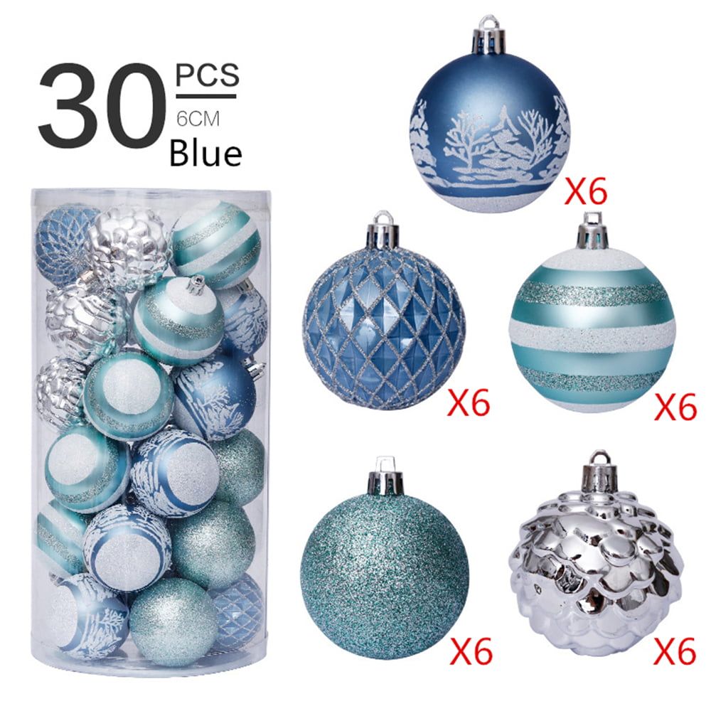 24 CT Shatterproof Christmas Ornament Balls Tree Hanging Wedding Decor SKY BLUE 